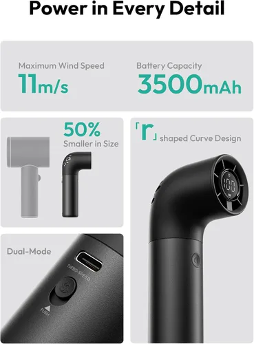Vista 6 de Aecooly Ventilador de Mano Portátil, Ventilador Mini Turbo Potente, Aero Pro de Alta Velocidad de 19000 RPM, Tiempo Máximo de Enfriamiento de 15H
