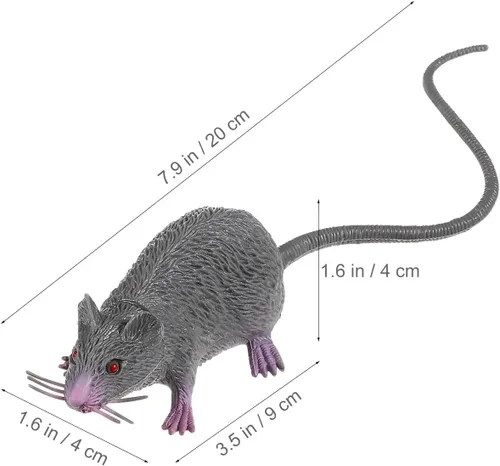 Vista 2 de 4 ratas falsas de Halloween, ratas realistas de plástico, ratones sintéticos, ratones, ratas, broma, regalo de decoración para trucos (rata)