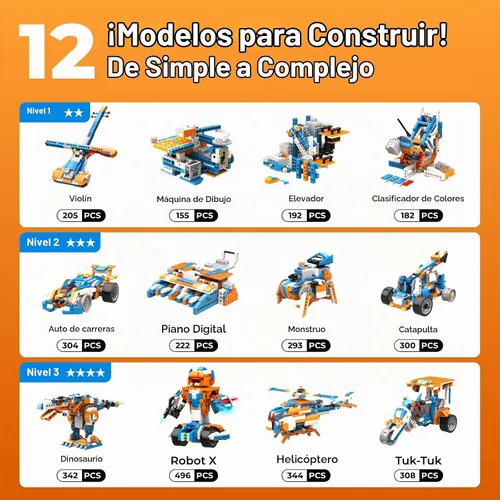 Vista 3 de Apitor Kit de Construcción de Robot X, 12 en 1 Programable con Aplicación, Control Remoto APP, Vehículo RC, Conjunto de Codificación de Robótica