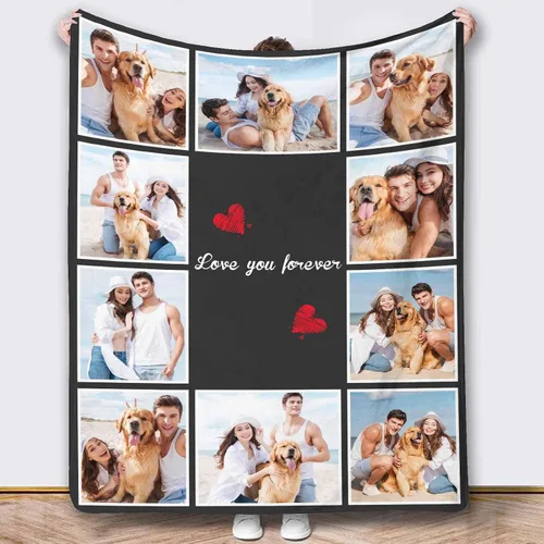 Vista 25 de Mantas de fotos personalizadas, 10 fotos personalizadas, mantas de imagen personalizadas, regalos para hermana, papá, mamá, hija, hijo