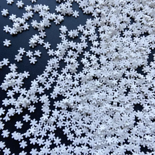 Vista 5 de EHOPE - Rodajas de arcilla de polímero blancas con forma de copo de nieve para decoración de uñas, manualidades DIY, pasteles, fundas para teléfono