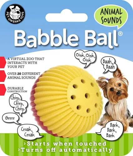 Vista 12 de Pet Qwerks Animal Sounds Babble Ball - Juguete interactivo para masticar para perros, tamaño grande