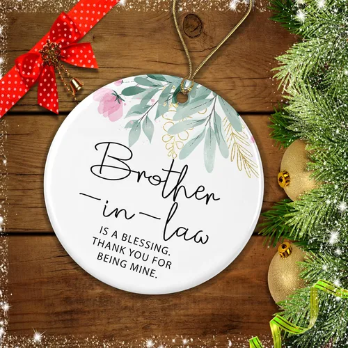 Vista 2 de Cuñado es una bendición. Gracias por ser mío - Adorno de cuñado - Regalo para cuñado - Adorno de agradecimiento - Feliz Navidad impreso en ambos