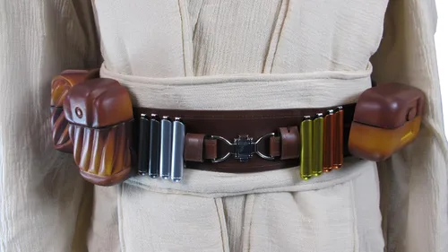 Vista 4 de Deluxe completo OBI Kenobi disfraz Jedi Star Wars túnica cinturón bolsas cápsulas