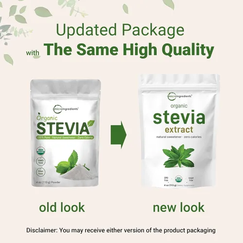 Vista 3 de Micro Ingredients Polvo con 90 % de extracto de stevia orgánica, endulzante natural sin calorías, 1