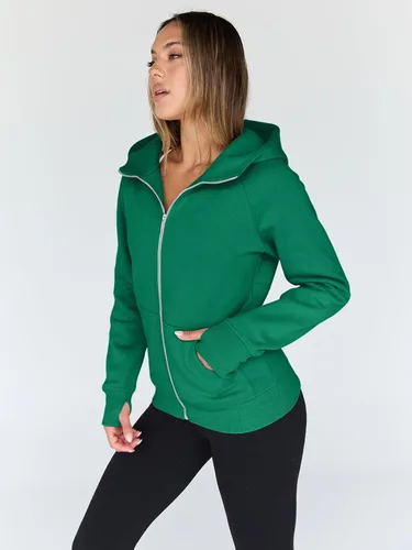 Vista 31 de Trendy Queen Sudaderas con capucha y cremallera para mujer, chaquetas de vellón, talla extragrande, moda de otoño e invierno