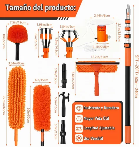 Vista 2 de Kit cambiador de bombilla de 26 pies con ventilador de techo limpiador de Naranja