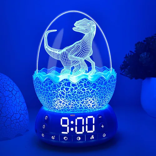 Vista 9 de Reloj Digital Huevo de Dragón de 2da Generación Despertador Ok para Despertar con Luz Nocturna / 20 Canciones de Cuna Ruido Blanco/Altavoz