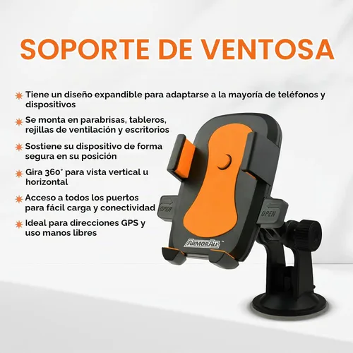 Vista 7 de Armor All AMK3-0117-BLK soporte universal para teléfono