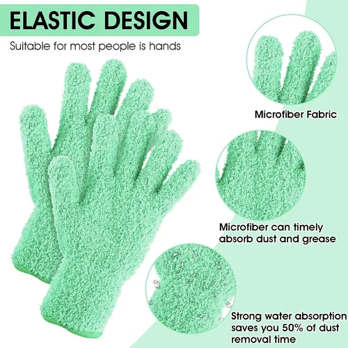 Vista 3 de Molain Guantes de microfibra para quitar el polvo, guantes de limpieza reutilizables y lavables para plantas, limpieza de casa, persianas de coche