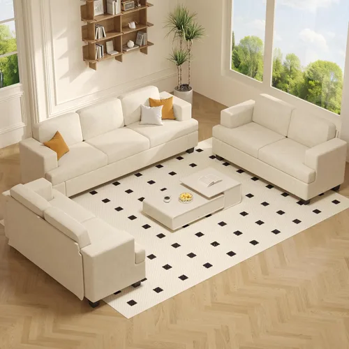 Vista 9 de Apicizon Cloud Couches Juegos de Muebles para Sala de Estar, Juego de Sofá Loveseat de 2 Plazas y Sofá de 3 Plazas para Dormitorio, Cómodo Sofá Cama