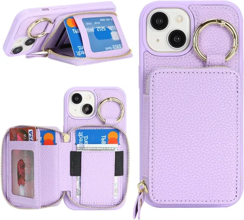 Vista 16 de Funda compatible con iPhone 11 con tarjetero, para iPhone 11, funda de teléfono con cremallera y ranura para mujer, 6.1 pulgadas, oro rosa