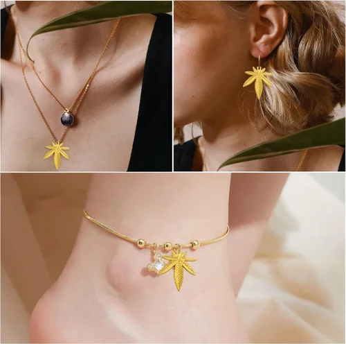 Vista 6 de Aylifu Maple Leaves Charms Tibetan Alloy Marijuana Leaf Charm Medical Pot Cannabis Tree Leaves Pendant Charms for DIY Earring Bracelet Necklace