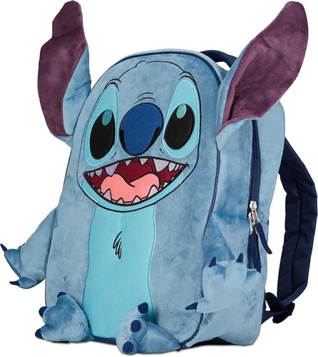 Vista 2 de Disney Lilo and Stitch - Mochila para niñas y niños, 16 pulgadas, mochila escolar de felpa con brazos, piernas y orejas 3D, Azul