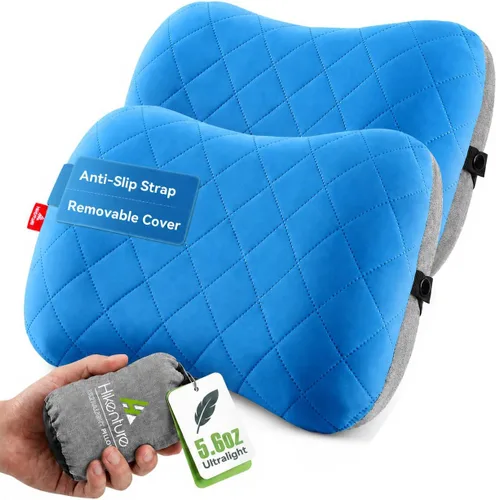 Vista 15 de Almohada de camping Hikenture con funda extraíble - Almohada ultraligera e inflable para soporte lumbar y cervical - Almohada de mochila mejorada