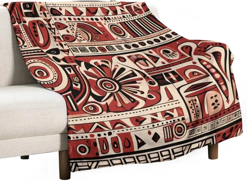 Vista 48 de Mantas de franela con patrón artístico rojo, beige, marrón oscuro, manta de franela de pintura al óleo abstracta de 30 x 40 pulgadas para sofá, cama