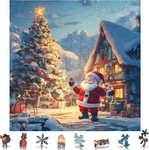 Vista 11 de Rompecabezas de árbol de Navidad Mys Aurora para adultos Hermosos rompecabezas de madera Piezas únicas Rompecabezas de madera para relajarse Regalos