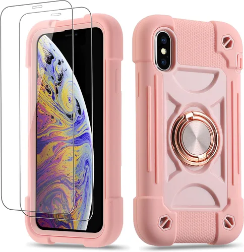 Vista 44 de Funda para iPhone Se3/iPhone Se2, iPhone 6/6S, iPhone 7/iPhone 8 de 4.7 pulgadas con soporte de anillo, con 2 protectores de pantalla resistentes