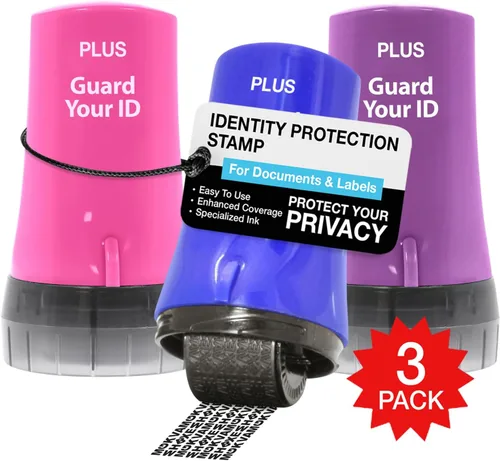 Vista 23 de Guard Your ID Advanced 2.0 Rodillos de goma para robo de identidad, borrador de dirección y prevención de seguridad (Paquete regular de 3, negro)