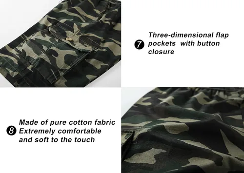 Vista 5 de VtuAOL Pantalones cortos cargo para mujer, cintura elástica, cómodos, de algodón, holgados