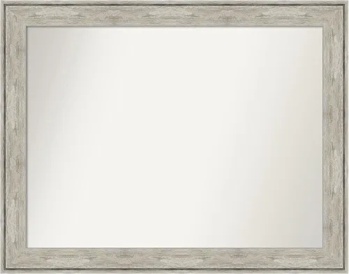 Vista 210 de Amanti Art Espejo de baño plateado para sobre el fregadero, 28 x 37 pulgadas, elegante espejo rectangular de peltre cepillado, marco de madera