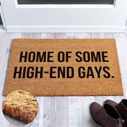 Vista 4 de Divertido tapete de fibra de coco – Welcome Home of Some High-End Gays – Parte trasera de PVC resistente antideslizante – 23.6 x 15.7 pulgadas