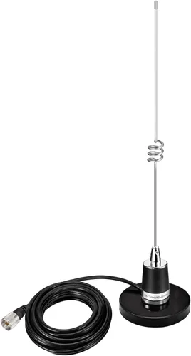 Vista 12 de Bingfu Antena de radio móvil VHF UHF 144/430MHz Banda dual 136-174MHz 400-470MHz Radio jamón para vehículo Antena de montaje NMO para coche, camión