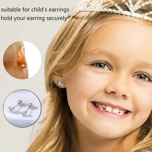 Vista 3 de AoedeJ Parte trasera de aretes de acero inoxidable con cierre de bola, reemplazos de parte trasera de aretes, parte trasera de aretes con tuerca