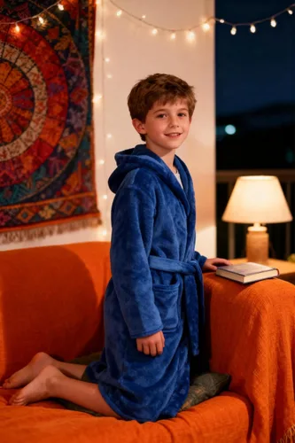Vista 162 de E.W Apparel Bata de baño de forro polar con capucha para niños, bata suave y mullida para niños pequeños