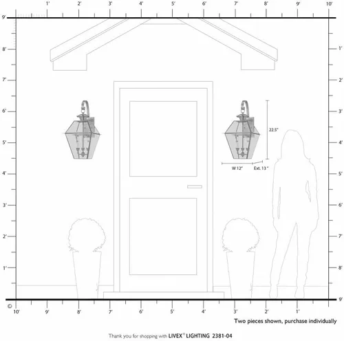 Vista 9 de Livex Lighting 2381-02 - Farol de pared para exteriores, latón pulido Persianas de vidrio biselado transparente