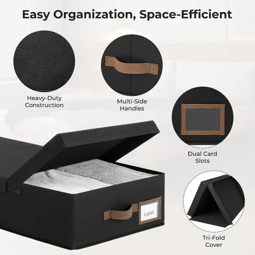 Vista 3 de GRANNY SAYS Paquete de 2 organizadores debajo de la cama, organizador debajo de la cama con tapa superior para dormitorio, contenedores