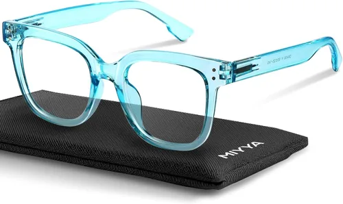 Vista 9 de miyya Gafas de luz azul para mujeres y hombres – Monturas gruesas de gran tamaño bloqueador de luz UV y azul, accesorios elegantes para gafas