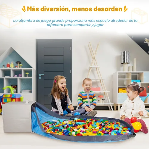Vista 3 de SAM AND MABEL Organizador de almacenamiento de juguetes con tapete de juego para niños, 13 x 13 x 13 pulgadas, apilable y plegable, caja