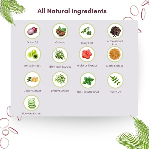 Vista 4 de AYURVEDASHREE Champú de cebolla roja para el crecimiento del cabello y control de caídas del cabello, con hoja de curry, hibisco, alanket indio