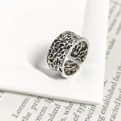 Vista 188 de Anillo de plata de ley 925, minimalista, ajustable, hecho a mano, para mujeres y niñas