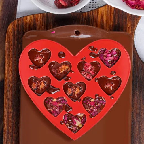 Vista 2 de Molde de silicona para tartas, molde para hacer dulces, molde de chocolate en forma de corazón, bandeja para cubitos de hielo, molde para hornear