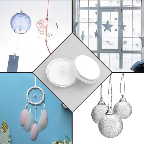 Vista 4 de Paquete de 40 Ganchos Autoadhesivos de Pared, Ganchos Adhesivos para Techo, Pequeños Adhesivos en Forma de Disco para Colgar, para Decoraciones