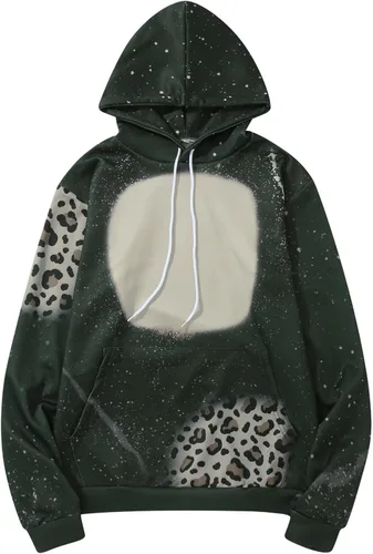 Vista 5 de Sudaderas con capucha para mujer estilo casual holgada talla grande sudadera con capucha con estampado de leopardo camisas de manga larga