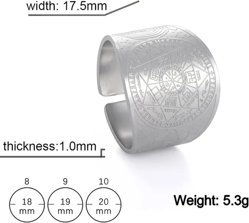 Vista 6 de Seals of The Seven Arcángeles - Anillo de sello ajustable para hombre, amuleto de cábala, acero inoxidable, joyería para hombres y mujeres