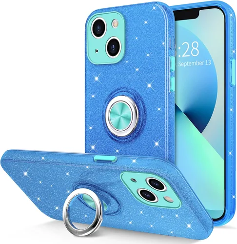 Vista 10 de Hython Funda para iPhone 13 con Soporte de Anillo [Soporte de Anillo Giratorio de 360° con Base Magnética] [Compatible con Soporte de Coche] Bonita