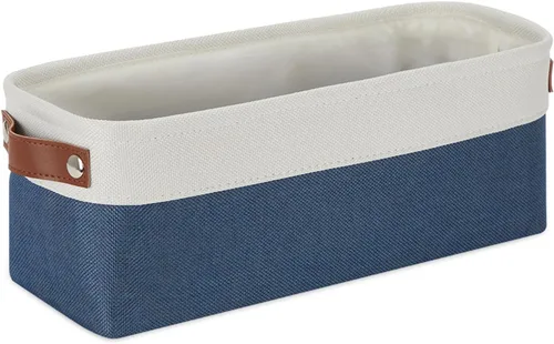 Vista 39 de DULLEMELO Cesta de almacenamiento pequeña para estantes, pequeña cesta plegable de tela rectangular para estantes, armarios, guardería, hogar Beige