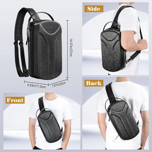 Vista 7 de MoKo Funda de transporte para consola de vapor y accesorios, funda de transporte rígida 3D impermeable, mochila cruzada de hombro con múltiples