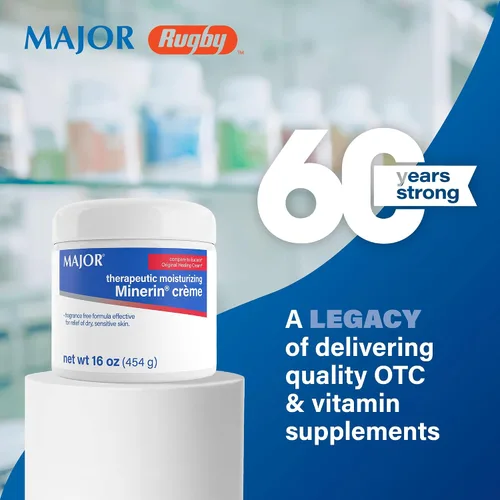Vista 2 de MAJOR Minerin Créme hidratante terapéutico, crema hidratante corporal para piel seca, sin fragancia, 16 onzas (paquete de 1)