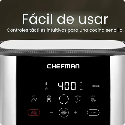 Vista 4 de Chefman TurboFry Touch - Freidora de aire táctil, tamaño familiar grande de 5 cuartos de galón, preajustes de control digital con un toque, papas