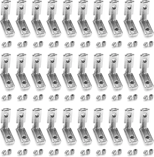 Vista 11 de 20 piezas de soporte L, perfil de aluminio estándar europeo Serie 2020 Ranura T 0.236 in Junta de soporte interior con tornillos, conector