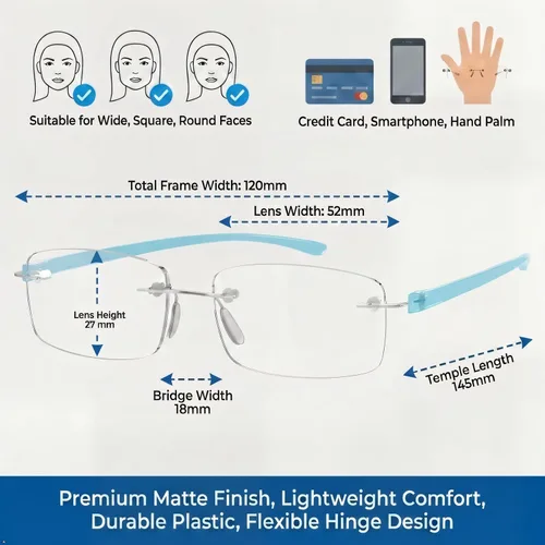 Vista 2 de Eyekepper - Gafas de lectura con lentes pequeños sin marco para hombres y mujeres Men's Metal Rimless Magnifying Glass, Womens Rimless Reader