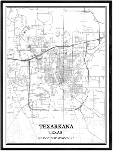 Vista 8 de Póster de pared de Port Arthur Texas, Estados Unidos América Mapa, impresión sobre lienzo, sin marco, moderno mapa blanco y negro BKWH-01864