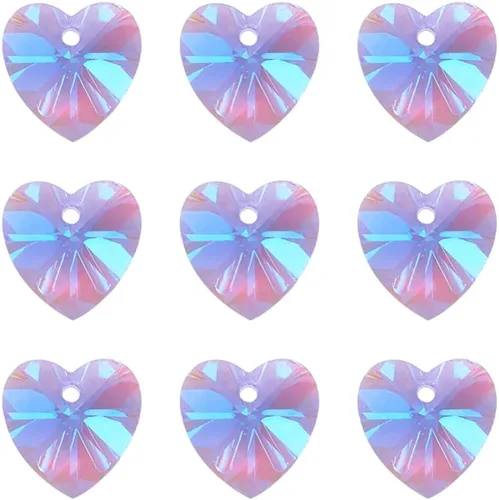 Vista 12 de Cheriswelry 96 dijes de cristal de mariposa transparente facetados, colgantes de corazón de amor, adornos colgantes de 51.732 in para hacer aretes