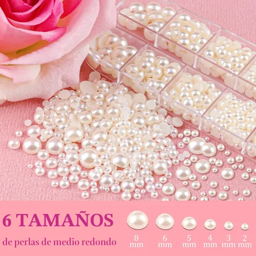 Vista 3 de 2700 perlas de espalda plana para manualidades de perlas para uñas