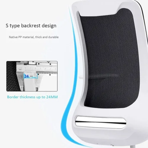 Vista 2 de Silla de oficina ergonómica giratoria de malla negra con respaldo medio con soporte lumbar ajustable y reposabrazos